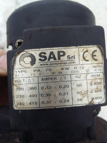  SAP TYPE PA 70 0,12KW 3PH IP54  KME DG 350